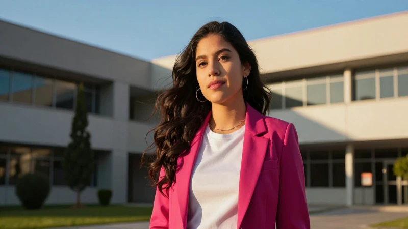 Retrato cinematográfico vibrante de estudiante con luz dorada