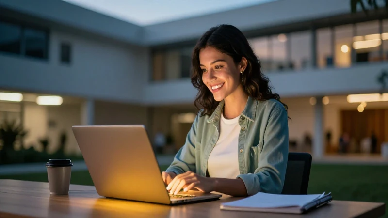 Joven mexicana estudiando con éxito en la universidad