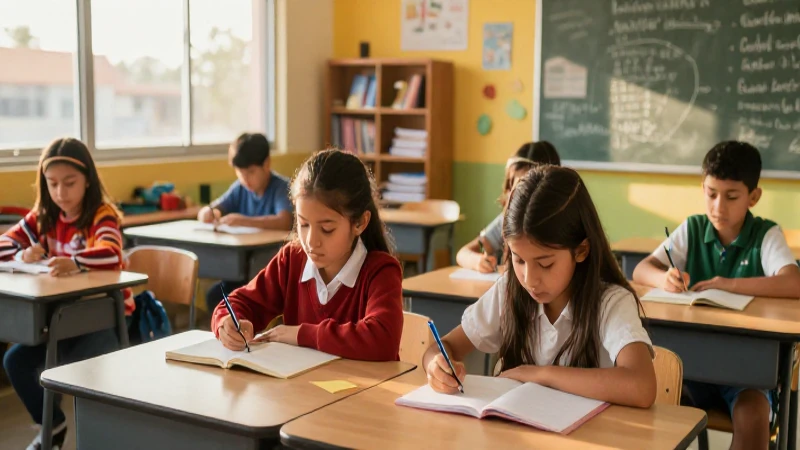 Niños mexicanos aprenden con luz dorada