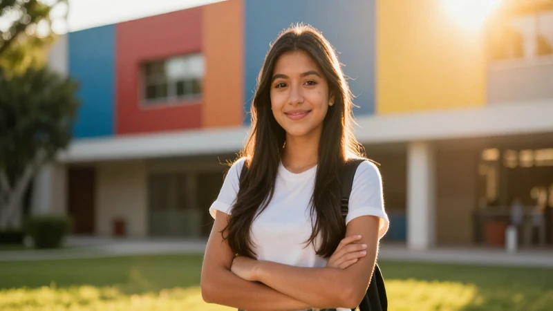 Estudiante mexicano seguro con luz espectacular