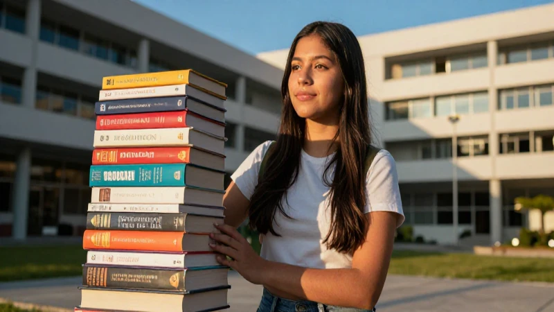 Estudiante ambicioso en campus universitario dorado