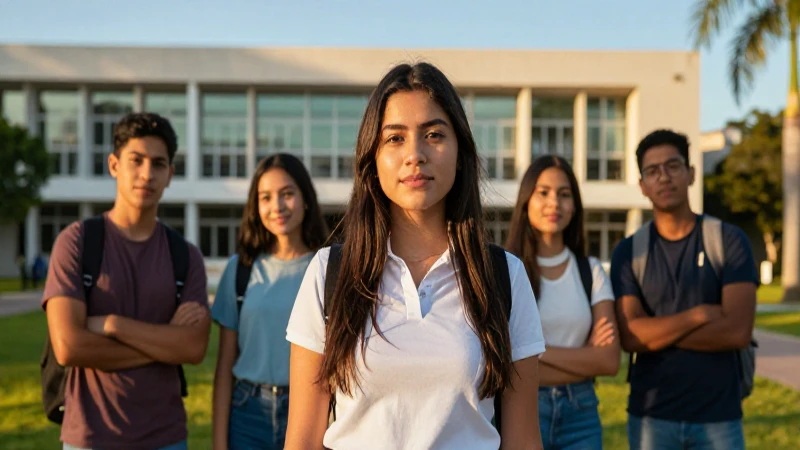 Estudiante mexicano vibrante bajo luz dramática