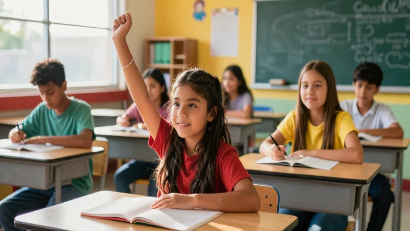 Estudiante mexicano exitoso en clase vibrante