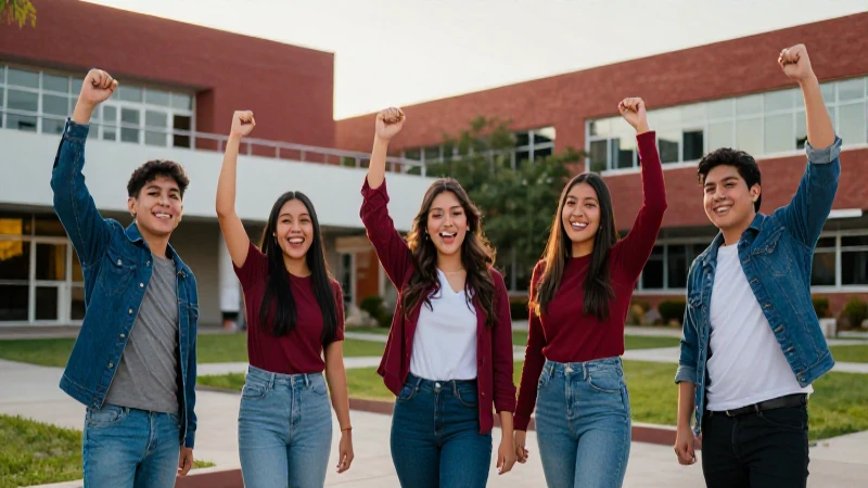 Estudiantes mexicanos celebrando éxitos vibrantes