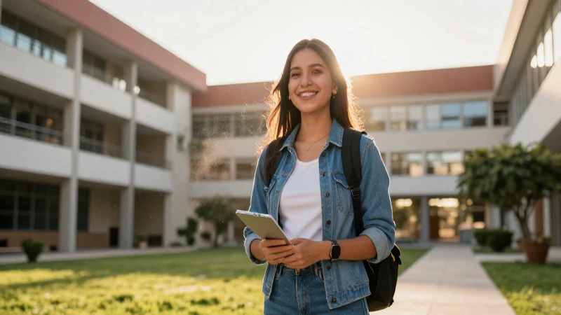 Retrato dinámico de estudiante mexicano exitoso