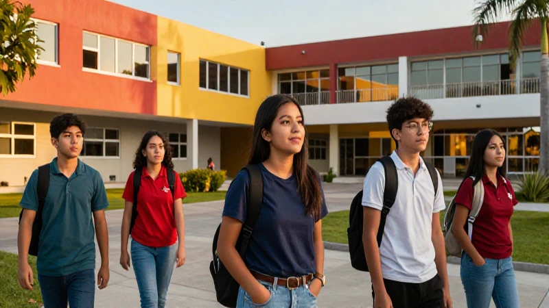 Estudiantes mexicanos modernos bajo luz dorada