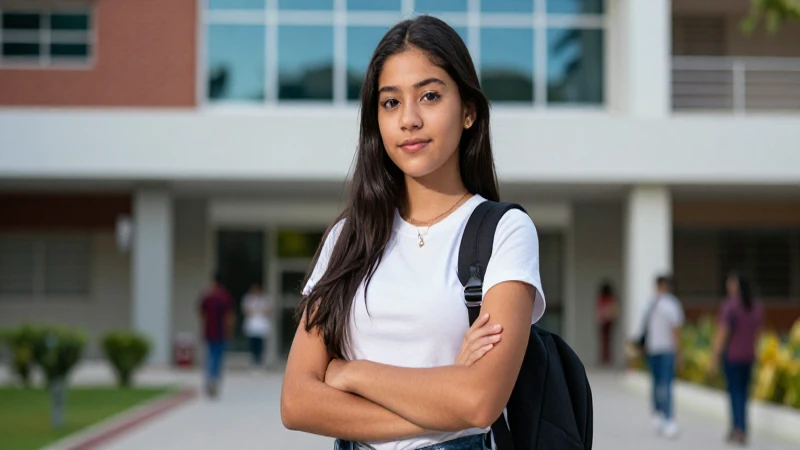 Joven estudiante mexicano dinámico en campus moderno