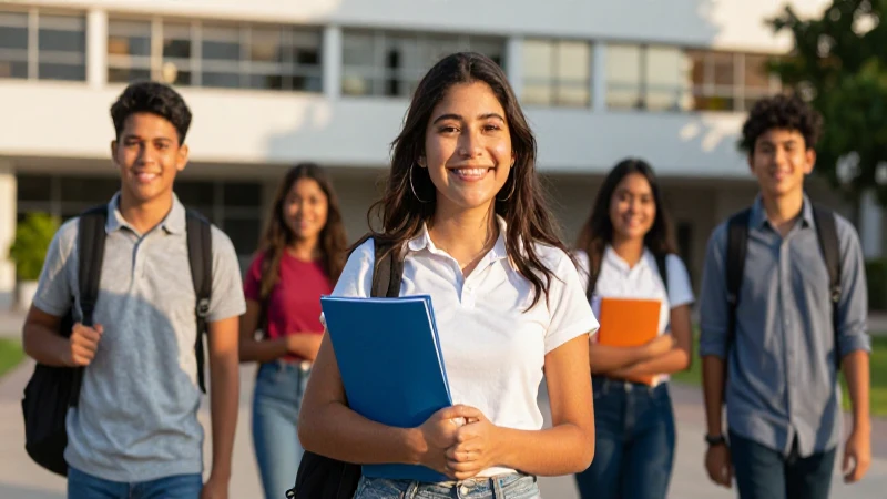 Estudiante mexicano sonriente triunfa en el campus