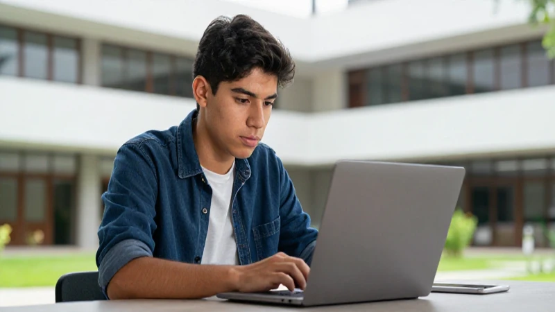 Estudiante consulta becas en la web oficial