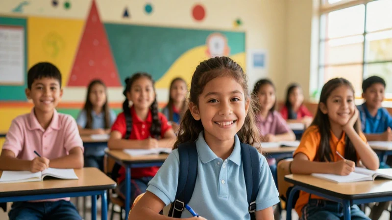 Niños sonrientes en vibrante aula mexicana