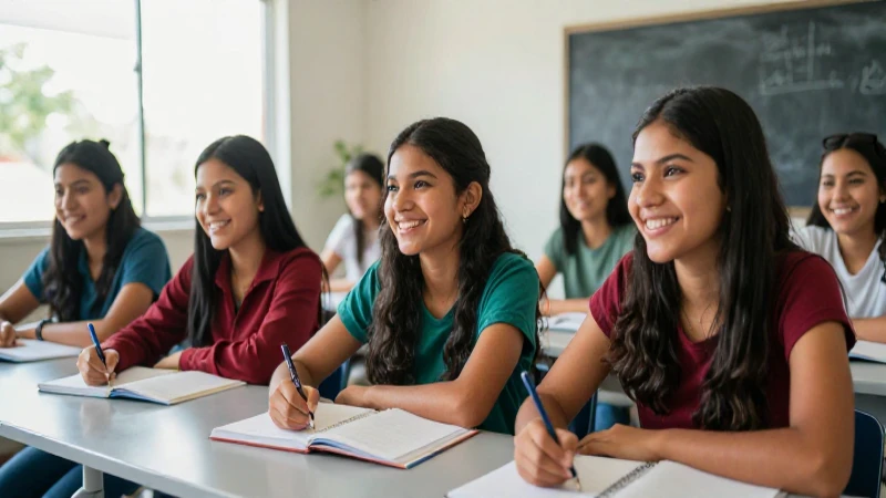 Estudiantes mexicanos colaborando con éxito en clase