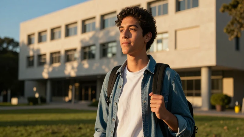 Estudiante mexicano vibrante en campus universitario