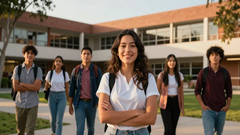 Estudiantes mexicanos exitosos en un campus moderno