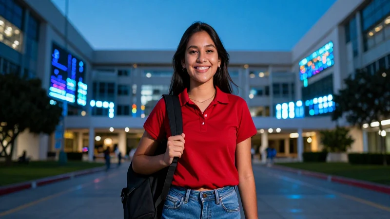 Estudiante mexicano sonríendo en campus universitario