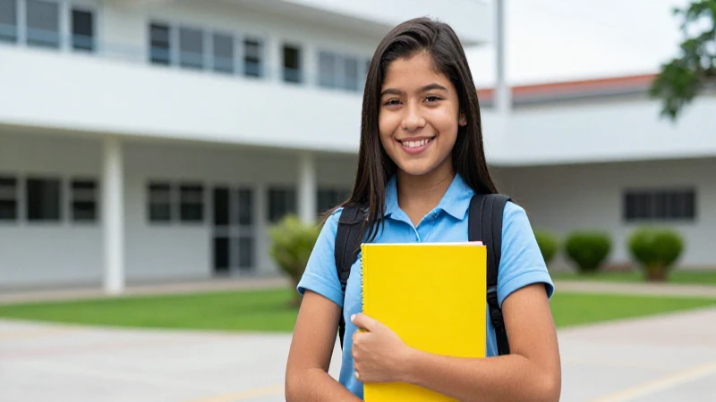 Estudiante mexicano feliz estudia con libros