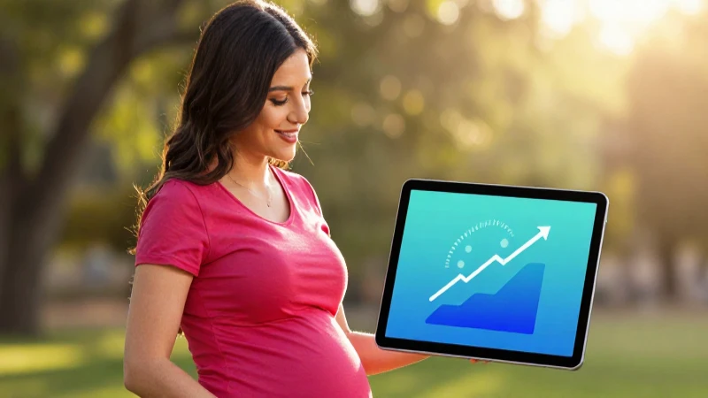 Mujer embarazada moderna con tablet digital