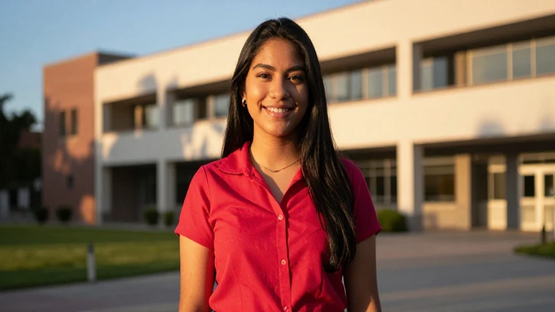 Estudiante mexicana sonriente en el campus universitario
