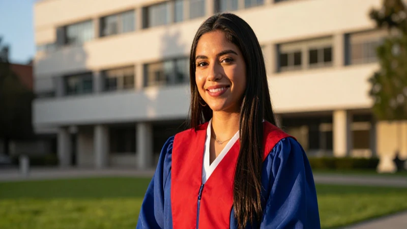 Estudiante mexicana sonriente en campus universitario