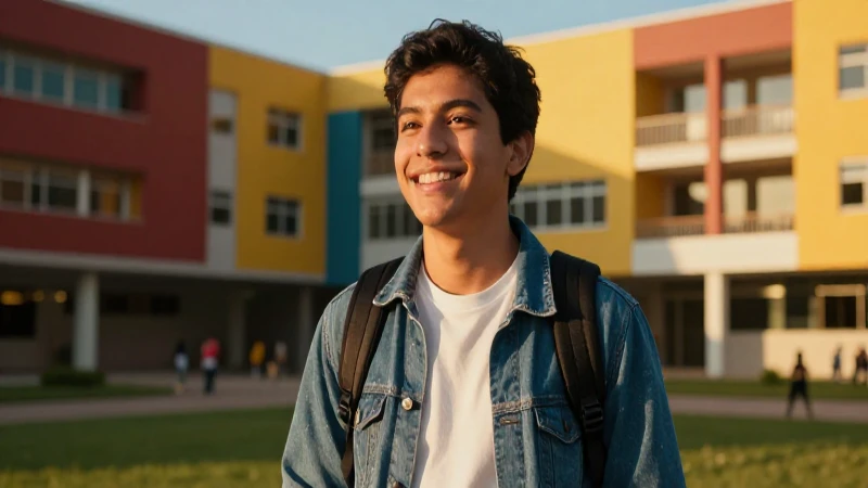 Estudiante mexicano bajo luz dorada