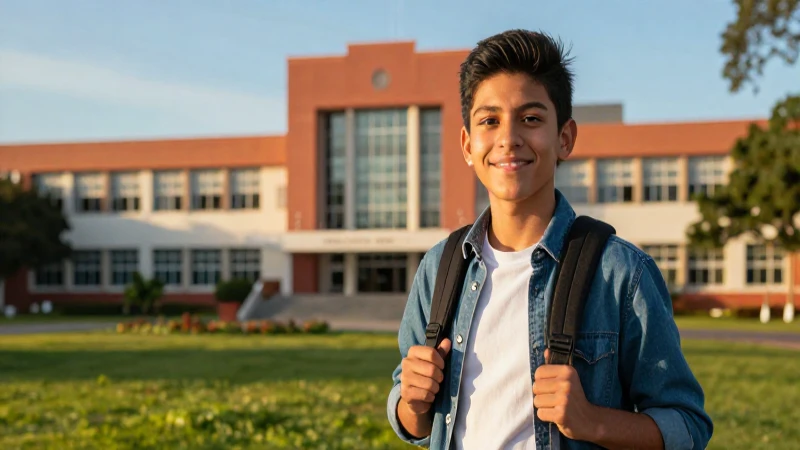 Estudiante mexicano triunfa en campus universitario moderno