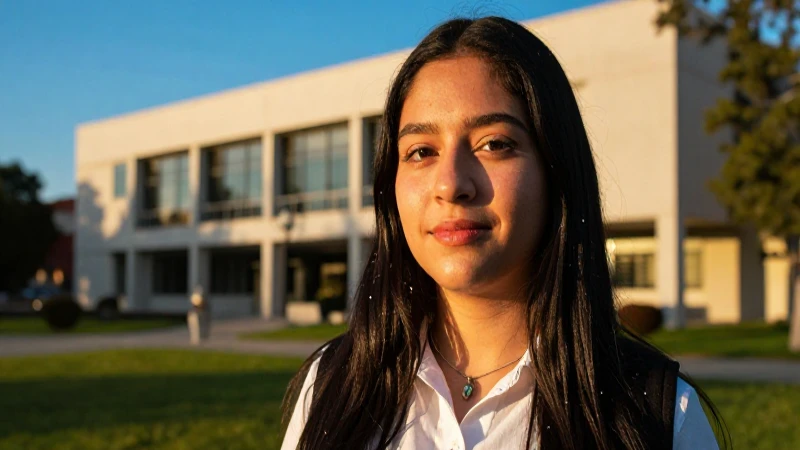 Estudiante mexicano vibrante bajo luz dorada