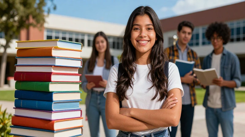 Joven mexicana exitosa en campus moderno
