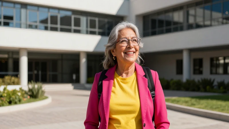 Estudiante mexicano feliz en campus moderno iluminado