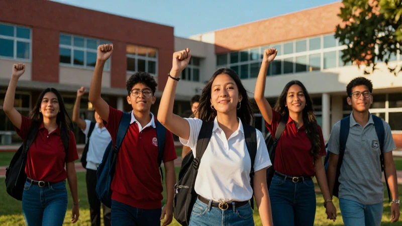 Estudiantes celebrando éxito académico moderno