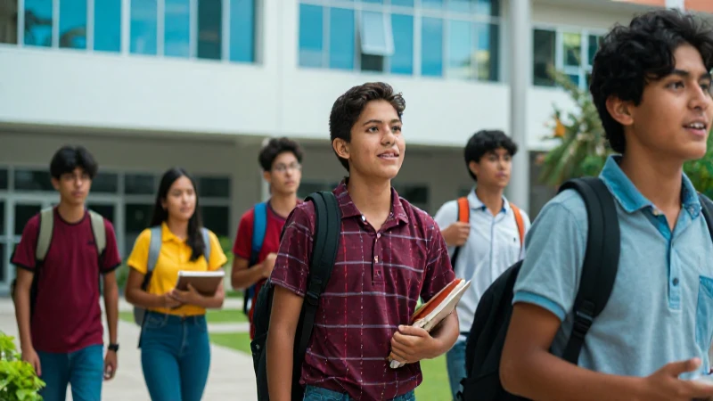 Estudiantes mexicanos modernos en campus vibrante y exitoso