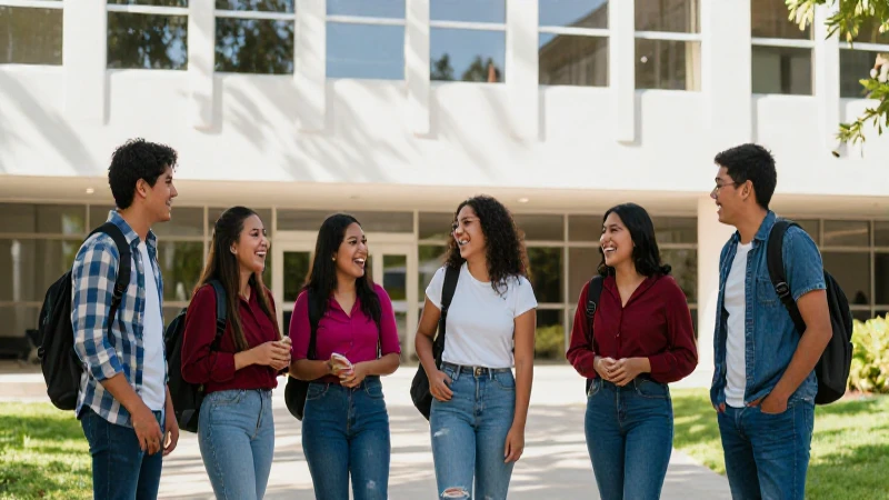 Estudiantes mexicanos celebran en un campus moderno y vibrante