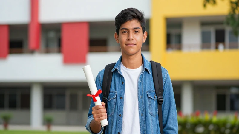 Estudiante mexicano orgulloso con su diploma