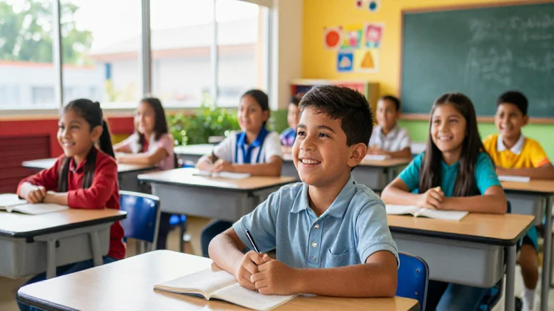 Niños mexicanos felices en aula vibrante