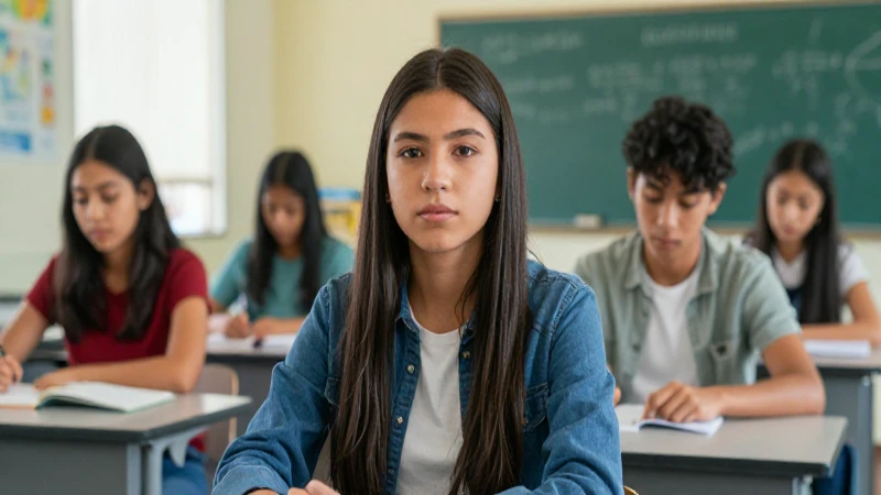 Joven mexicano concentrado en moderno aula