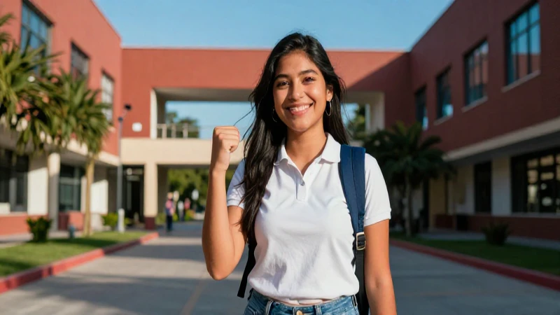 Estudiante mexicano universitario, éxito vibrante y detallado