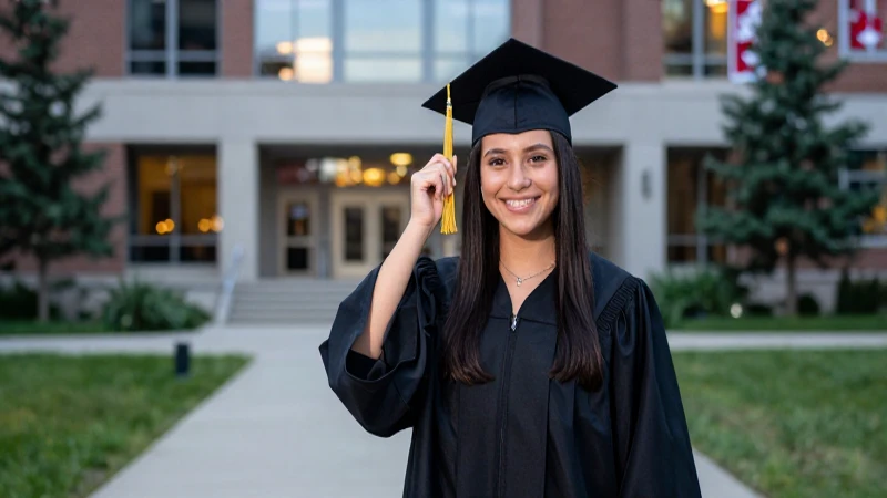 Joven mexicano sonriente graduado en Canadá