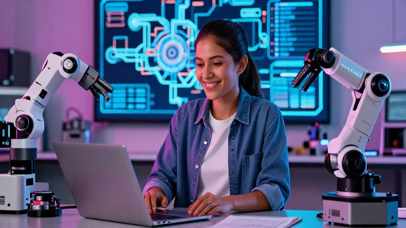Ingeniero mexicano en laboratorio de robótica futurista