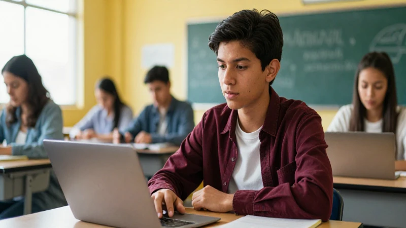 Estudiante mexicano en clase, estilo fotorrealista