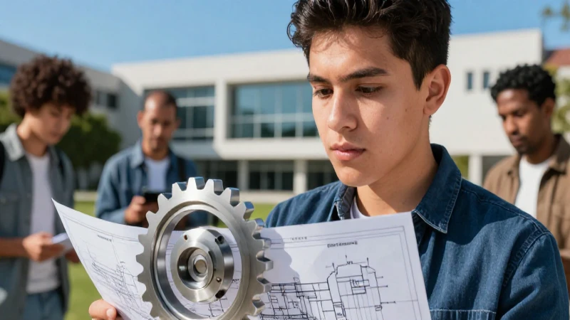 Estudiante de ingeniería mexicano en planos y engranajes