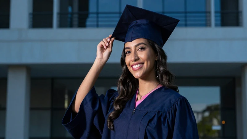 Retrato profesional de graduada mexicana sonriente