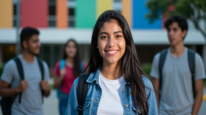 Estudiante mexicana exitosa en el campus universitario