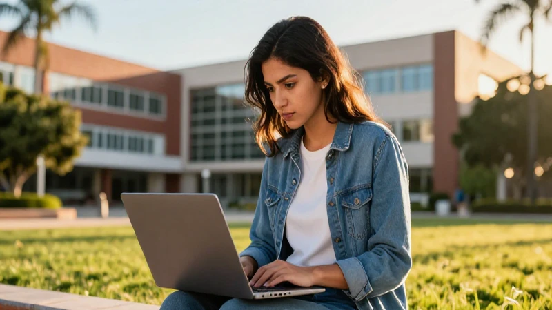 Estudiante mexicano enfocado estudiando en universidad