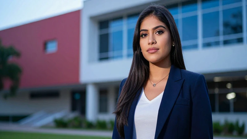 Joven mexicana exitosa en un campus universitario