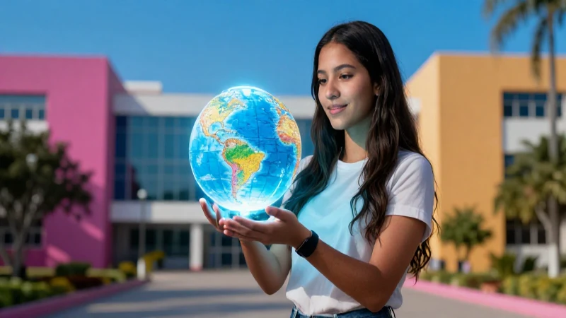 Joven mexicana con globo de oportunidad