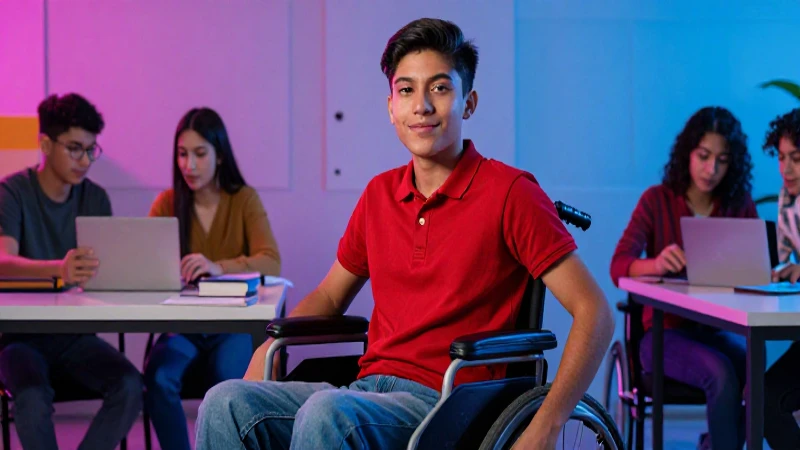 Qué tipos de becas existen para personas con discapacidad 7 Retrato vibrante de estudiante mexicano en silla