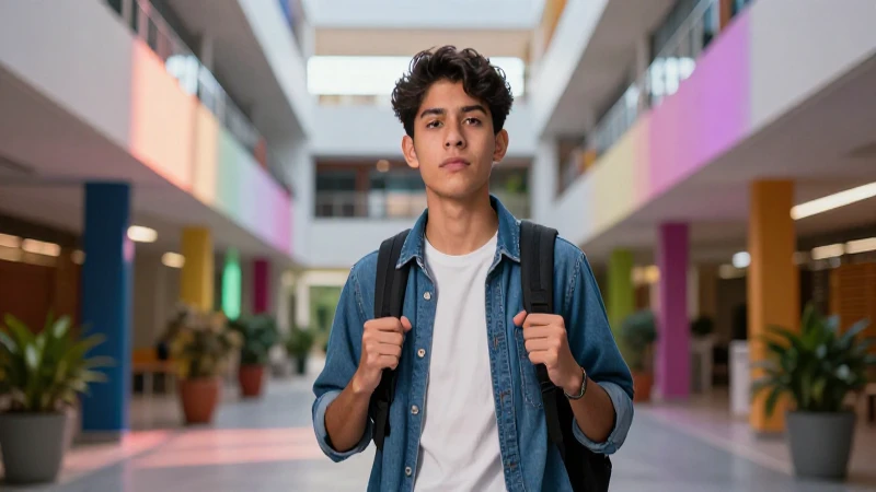 Joven mexicano exitoso en moderno campus