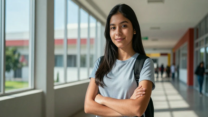 Éxito académico mexicano en campus vibrante y moderno