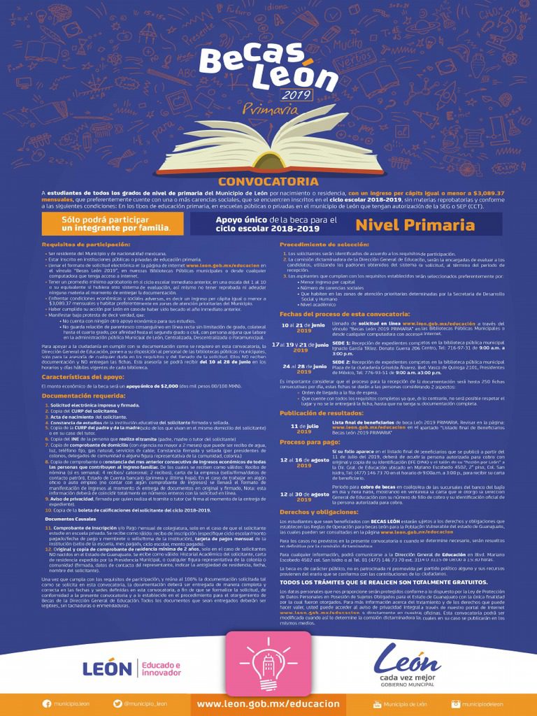 Becas para primaria en León, GTO: guía completa y actualizada