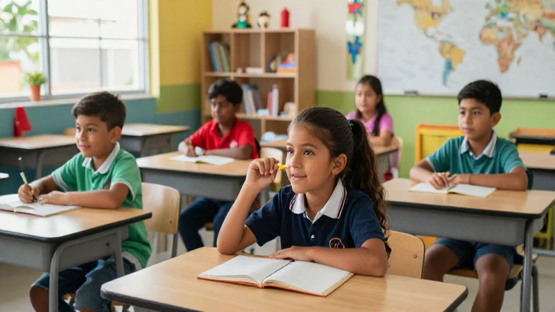 Estudiantes mexicanos felices en aula moderna