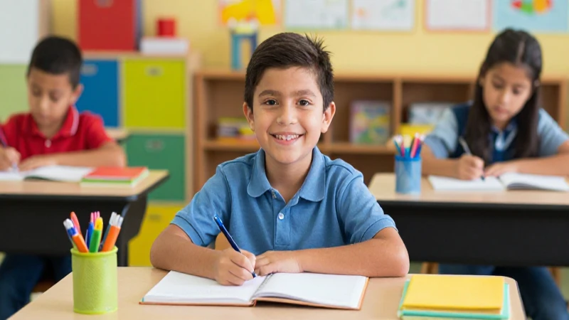 Alumno mexicano sonriente en entorno educativo