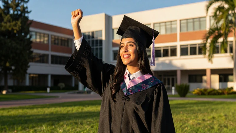 Joven graduado mexicano celebra su éxito universitario